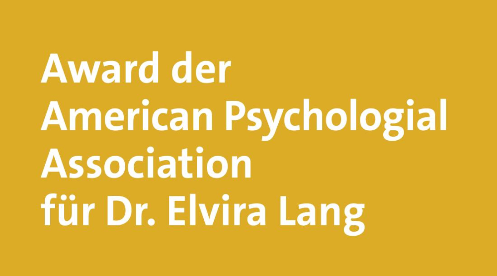 Award der American Psychologial Association für Dr. Elvira Lang